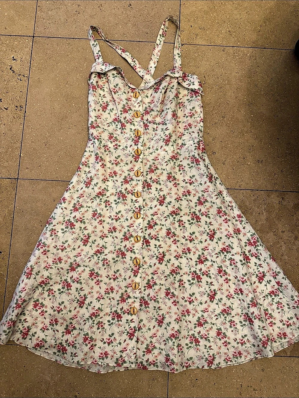 Ralph Lauren Floral Midi Dress in White & Pink Size 2
